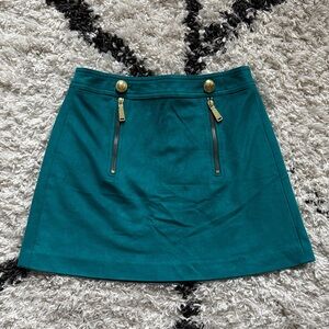 Express Teal Mini Skirt with Gold Details